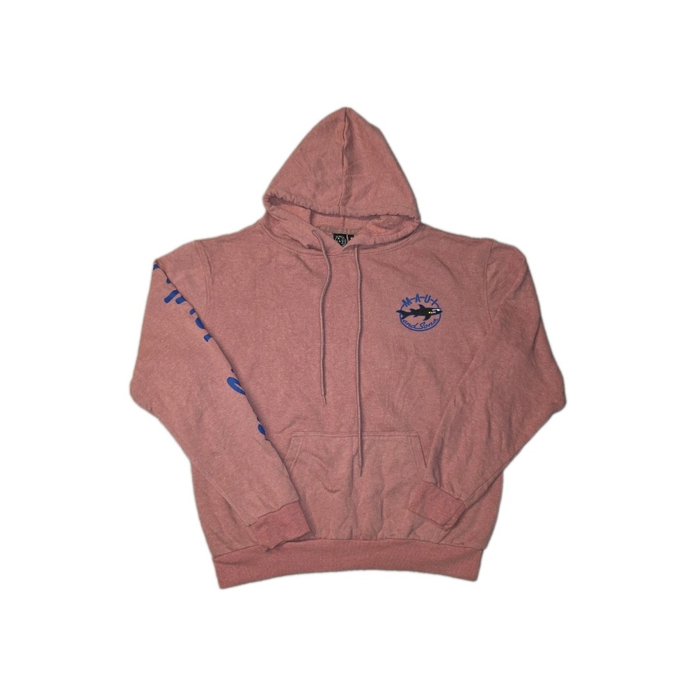Maui and Sons Fleece Pullover Coral Pink Shark Graphic Hoodie Mens Size M